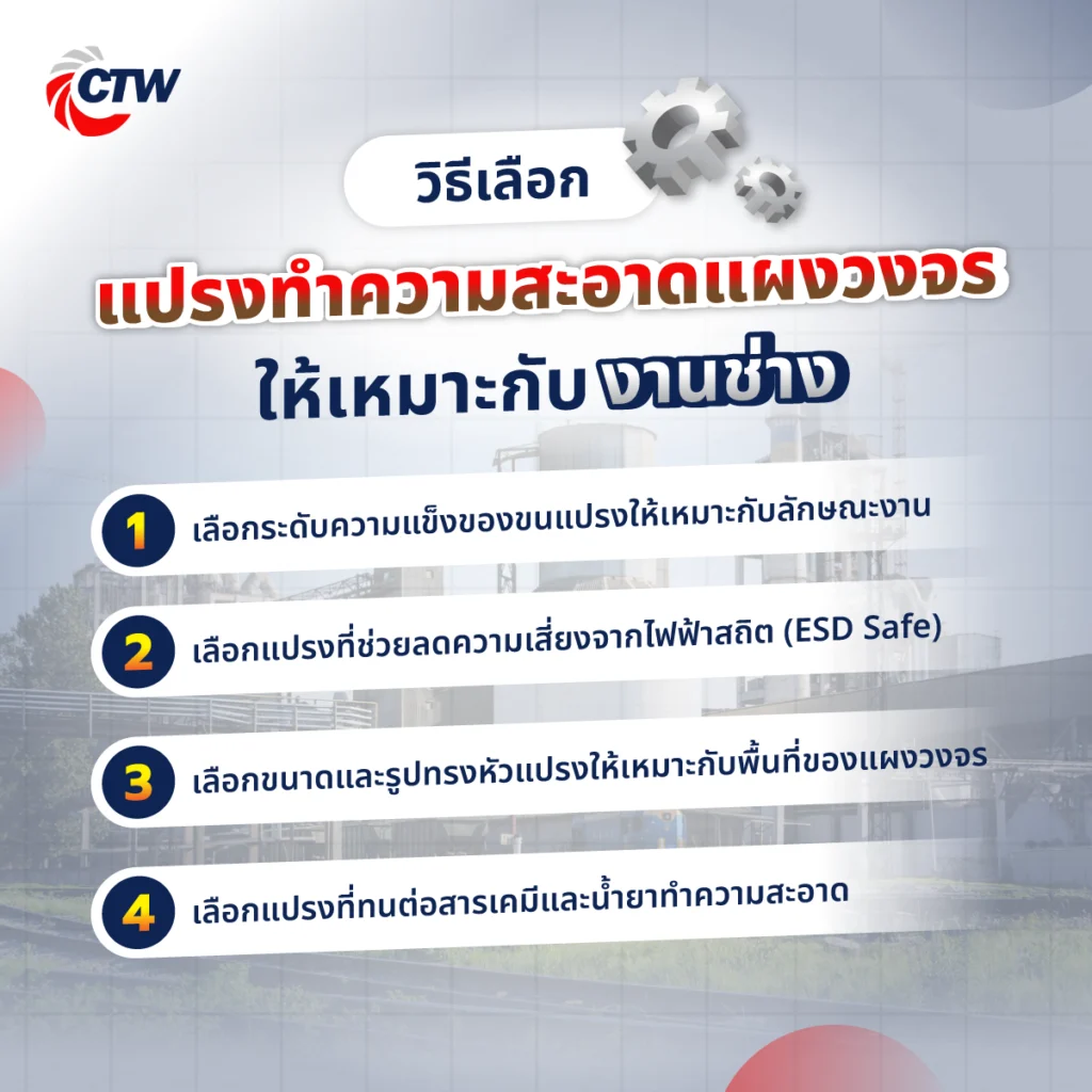 วิธีเลือกแปรงทำความสะอาดแผงวงจรให้เหมาะกับงานช่าง