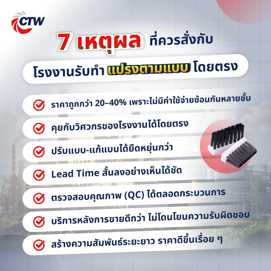 7 เหตุผลที่ควรสั่งกับโรงงานรับทำแปรงตามแบบโดยตรง